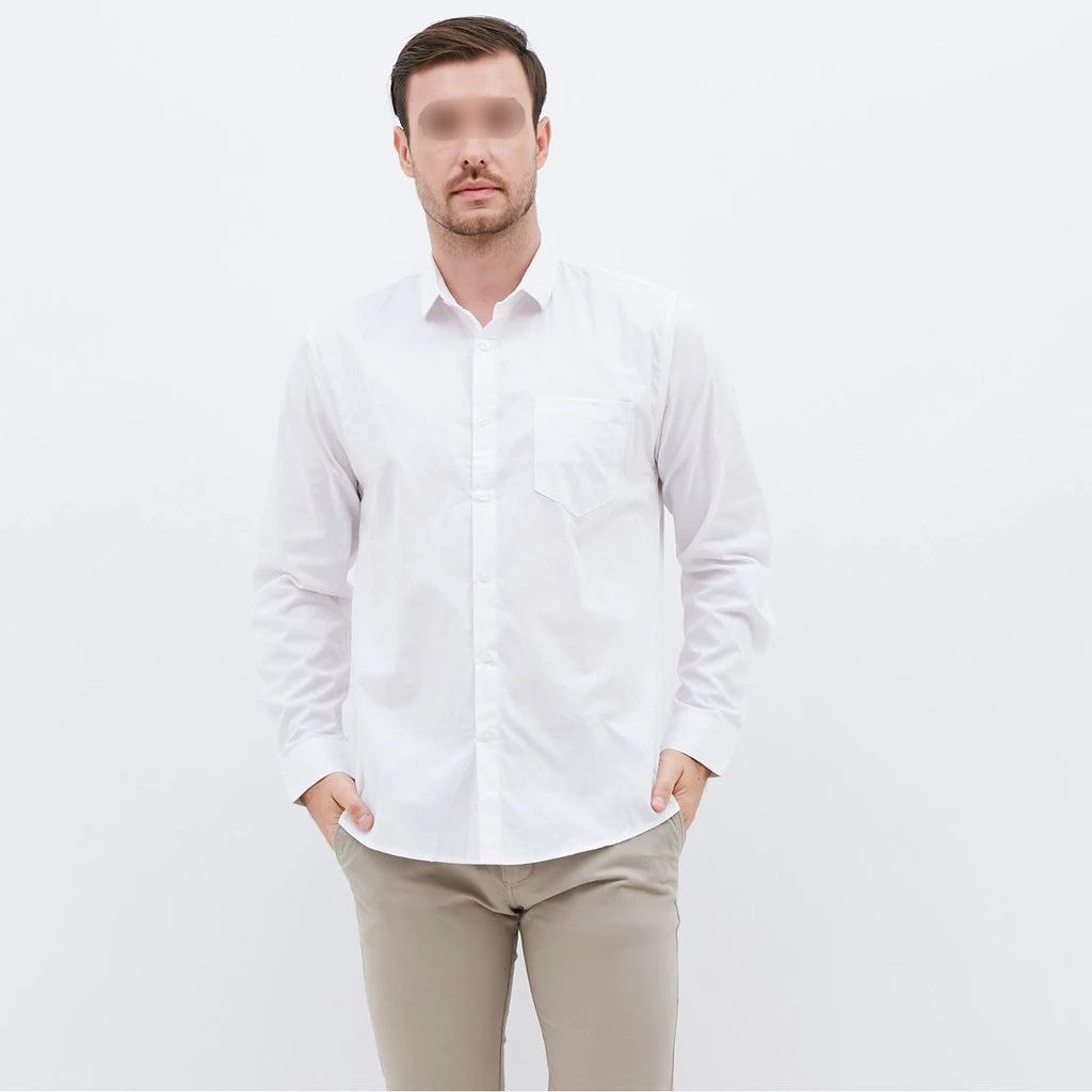 Kemeja Pria Basic Polos Panjang Putih M231
