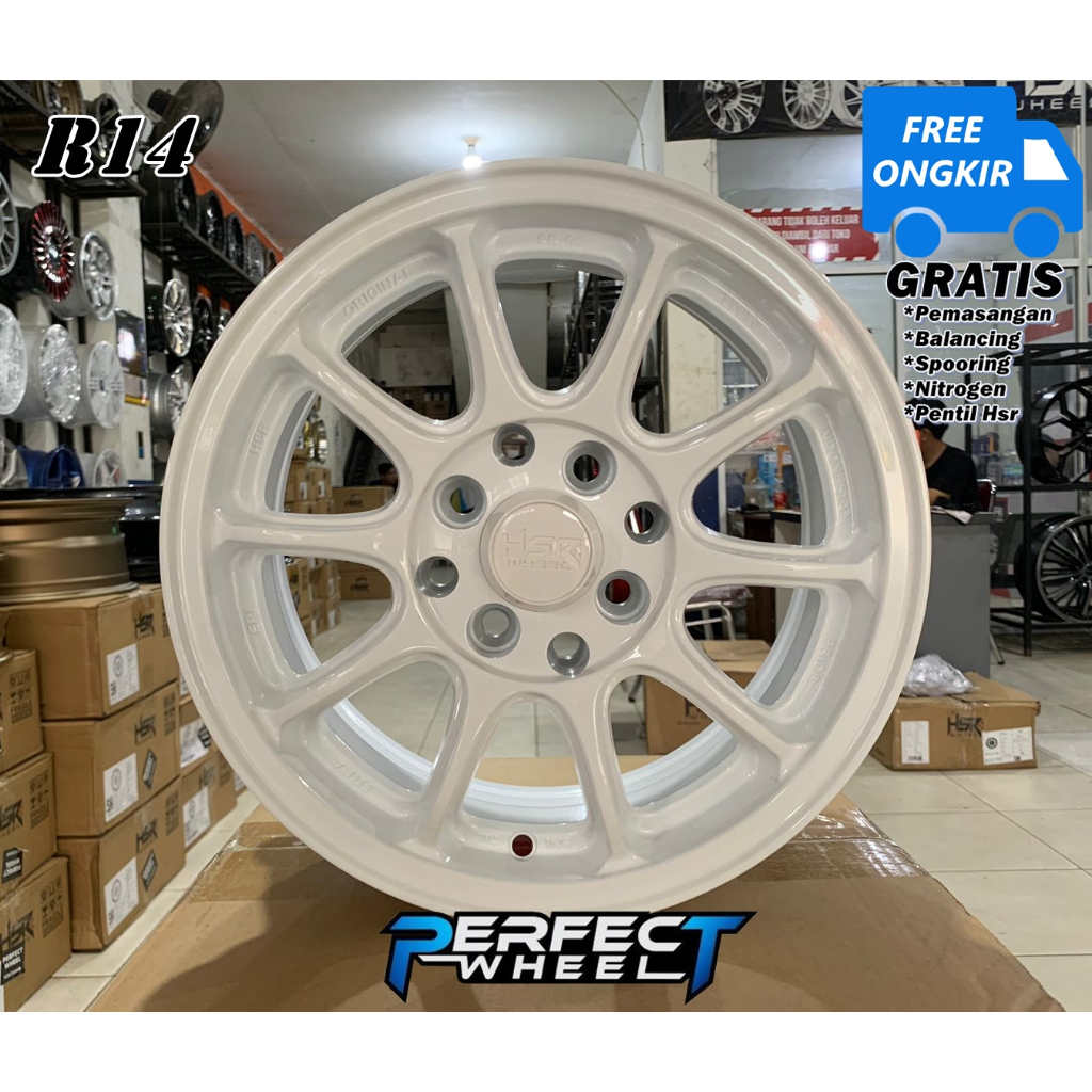 Velg Mobil Wuling Air Ev Ring 14 Velg Hsr Wheel Fe03 Glossy White