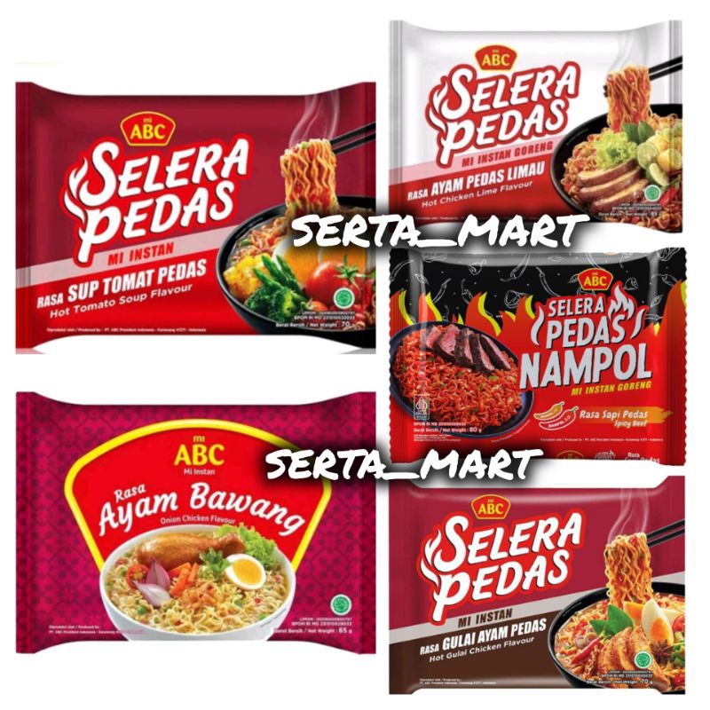 

Mie ABC Selera Pedas - Mi Instan Kuah / Goreng / Semur / Gulai Ayam / Bakar Limau / Spicy / Bawang / Nampol