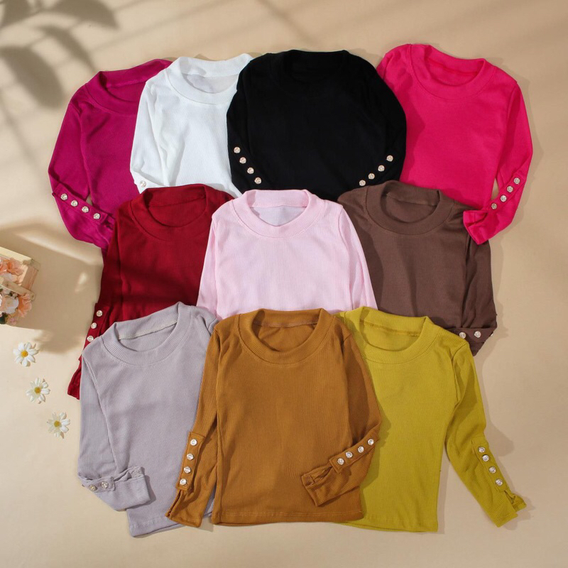 Nara top kaos panjang manset anak bahan kaos rib usia 2-5tahun