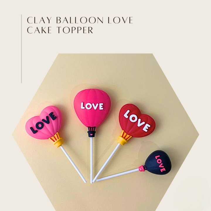 

4 Pcs Clay Air Balloon Love Cake Topper Hiasan Topper Hiasan Kue