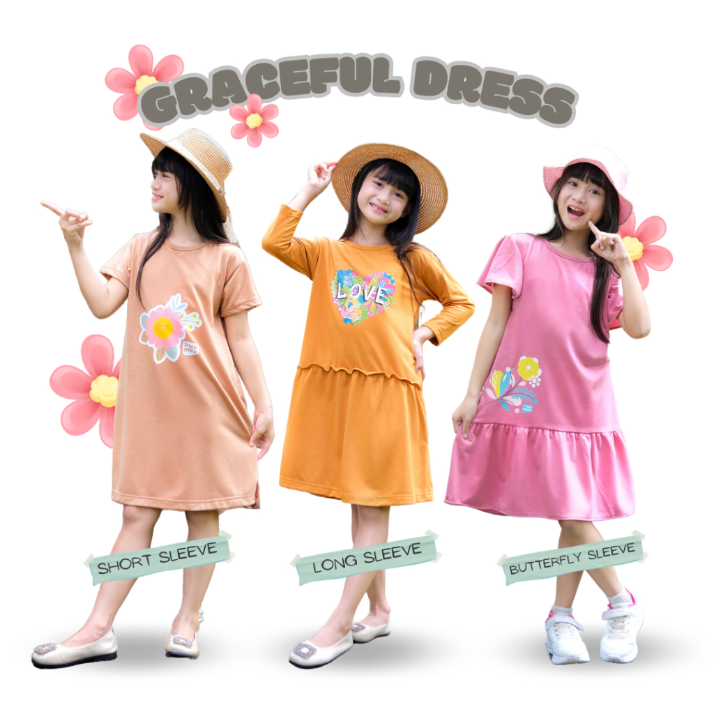 Baju Dress Harian Anak Perempuan Lengan Panjang dan Pendek | Tunik | Daster