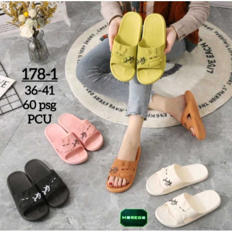 Sandal Selop Wanita/Perempuan Karet Empuk Anti slip By Morego Lucky Size 36-37/40-41