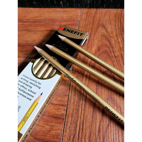 

1 pcs/biji PENSIL BENEFIT 2B GOLD PENSIL KAYU PENCIL BEST FOR COMPUTER