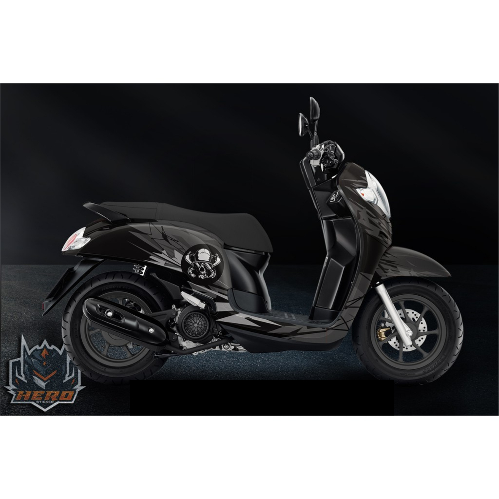 DECAL STICKER SCOOPY BLACK SKULL