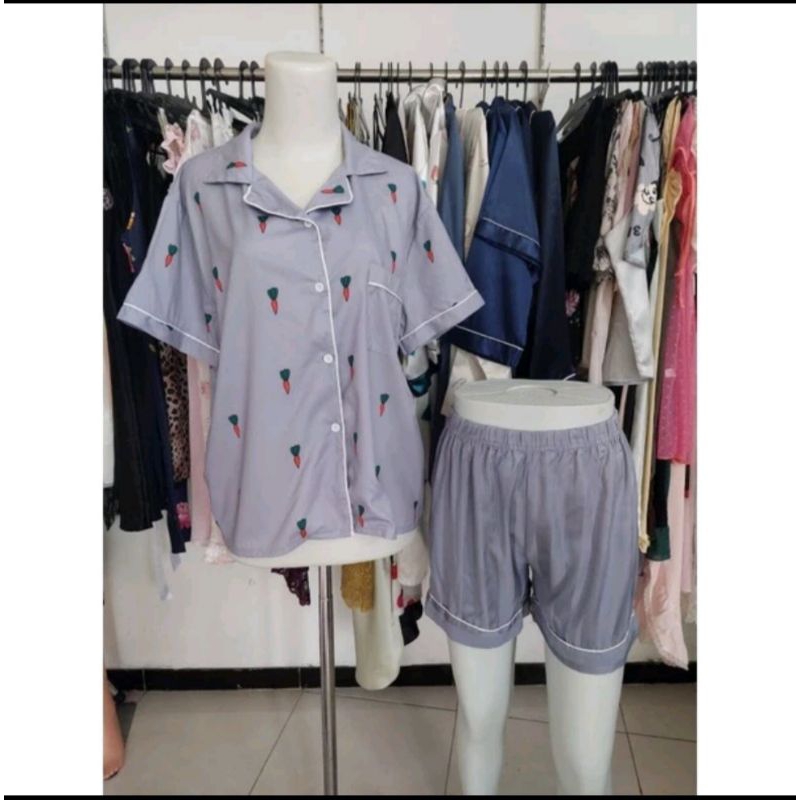 Setelan Piama Celana Pendek / Sleep Wear / Gaun Tidur / Lingerie / Setelan Tidur / Satin / Import / 