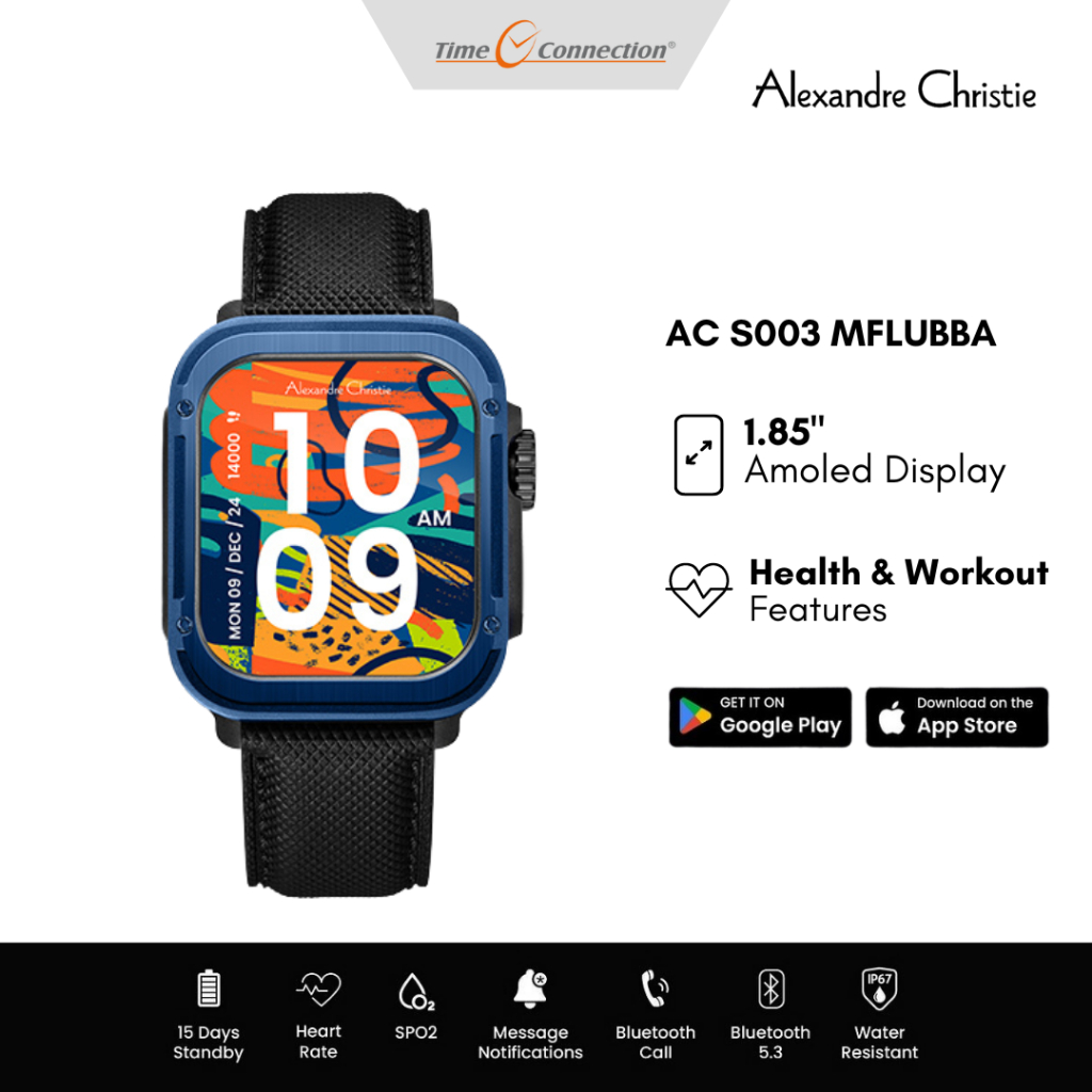 Alexandre Christie Smart Gen 3 AC S003 MFLUBBA Cobalt Blue Original / Jam Tangan Pria Wanita Kulit S