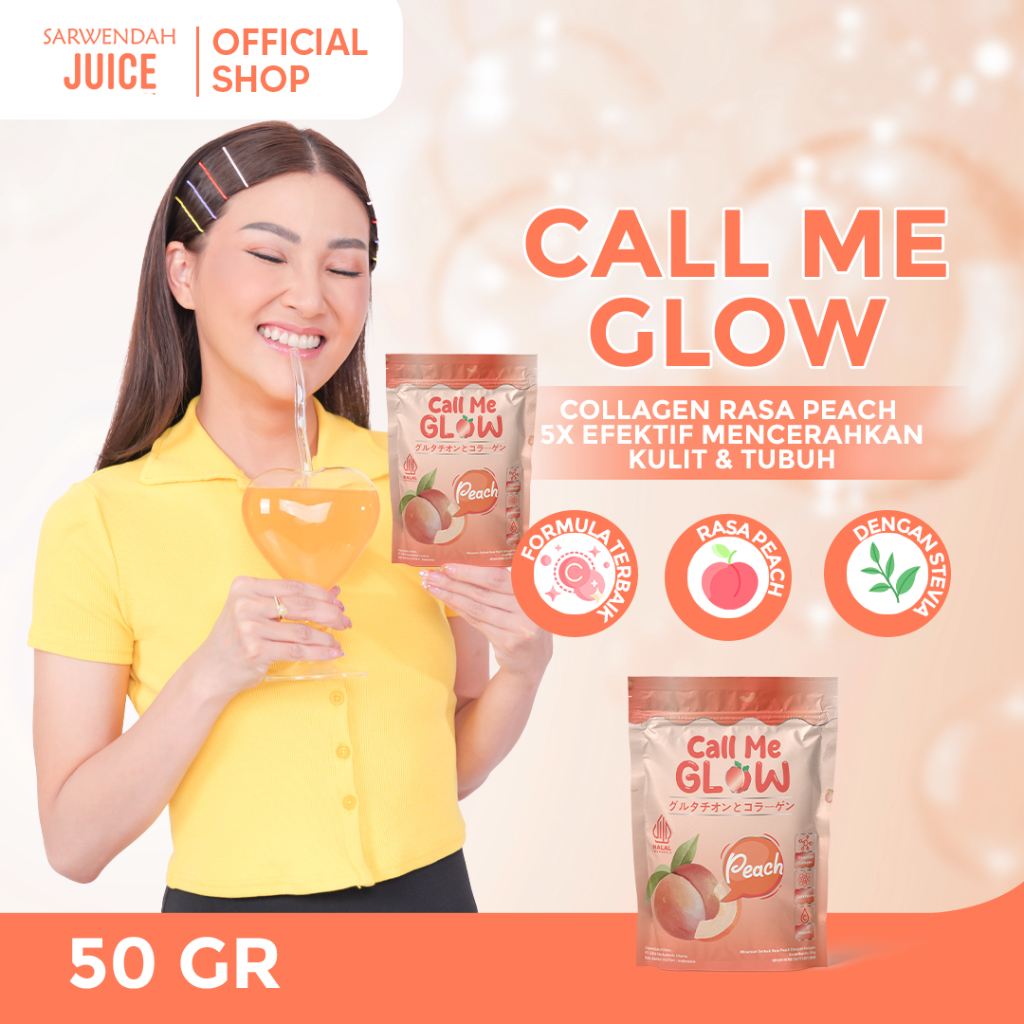 Sarwendah Juice (Call Me Glow 50gr/150gr) Sarwendah Call Me Glow Collagen Rasa Peach 50gr/150gr