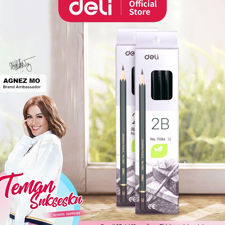 

Deli Graphite Pencil 2B Pensil Kayu 2B 12pcsBox Hitam Pekat Desain Warna Hijau 784 KODE O5Y2