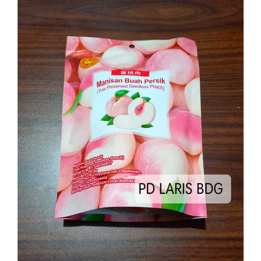 

MANISAN BUAH PERSIK (TOW PRESERVED SEEDLESS PEACH) 138GR / MANISAN PERSIK / MANISAN BUAH /TANPA BIJI
