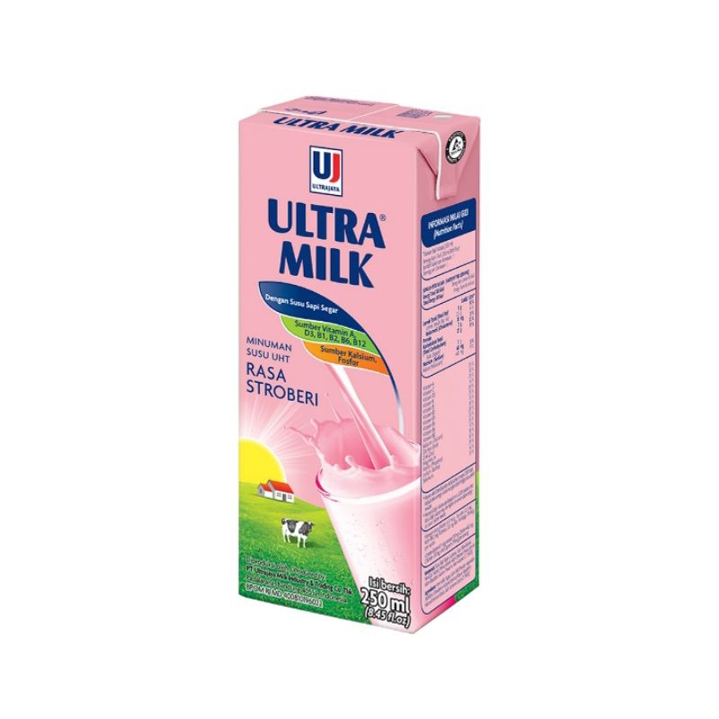 

Ultra milk susu UHT Coklat/strawbery/full cream/mocca kotak 250ml