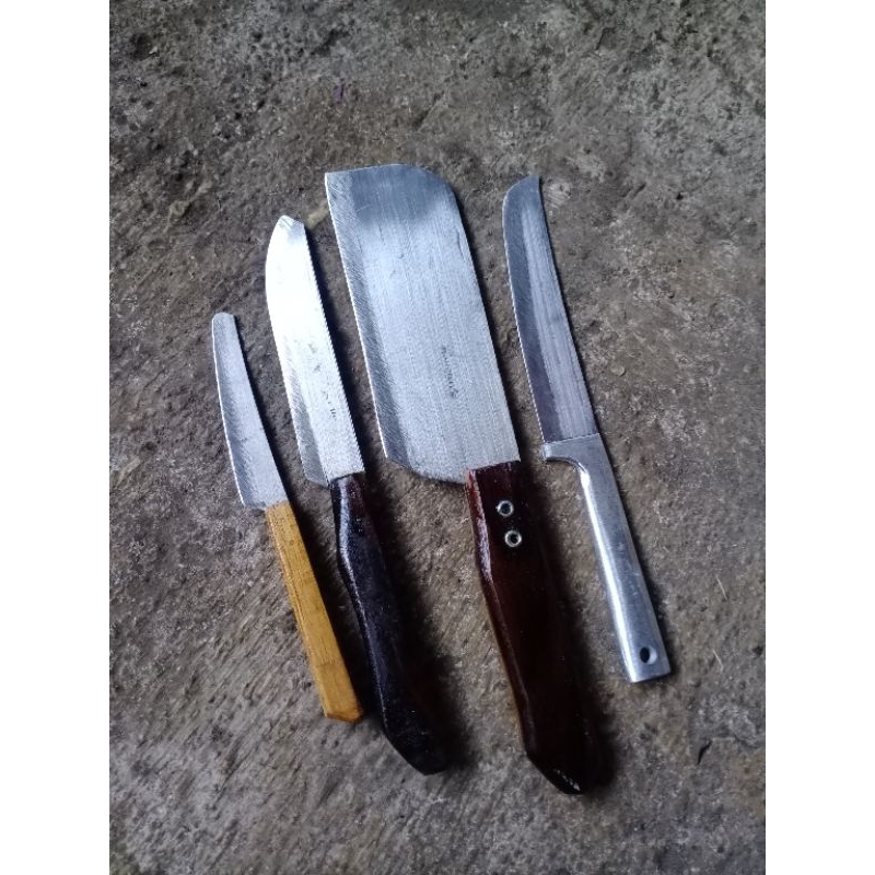 pisau set stenlis 4pcs tajam dan anti karat [pisau cacah+pisau kerong nium+pisau tanggung+pisau keci