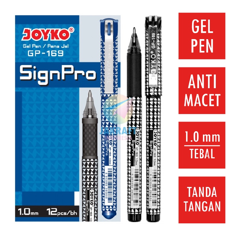 

TERMURAH 1 Pcs Pulpen Gel Pen Tanda Tangan JOYKO GP169 Signpro Hitam Biru Black Blue Tebal 1 mm Sign Pro for Signature