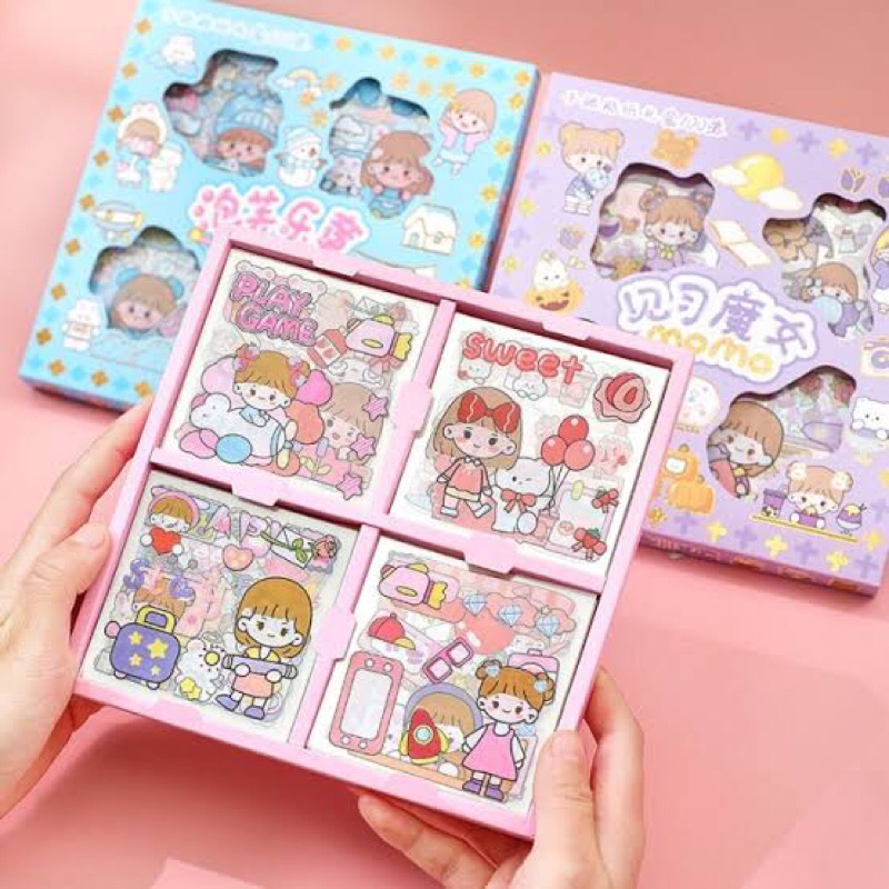 

Stiker 100 Lembar Momo box mini Sticker Kartun Korea Lucu Anti Air 2D COD
