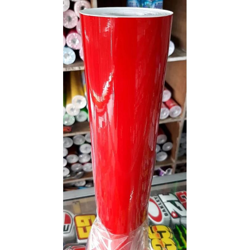 sticker/skotlet merah glosy stiker body dan lampu motor mobil