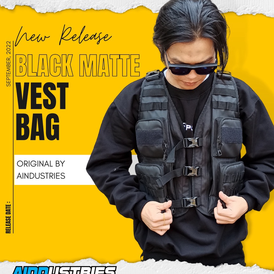 KODE P34P Vest Bag Pria Bodypack Tas Rompi Depan Belakang Bikers Touring Adventure