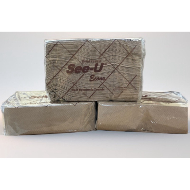 [1 paket=4 pcs] SEE-U Coklat- Tissue tisu Hand Towels 150 sheets 1 ply/Tissue dapur minyak