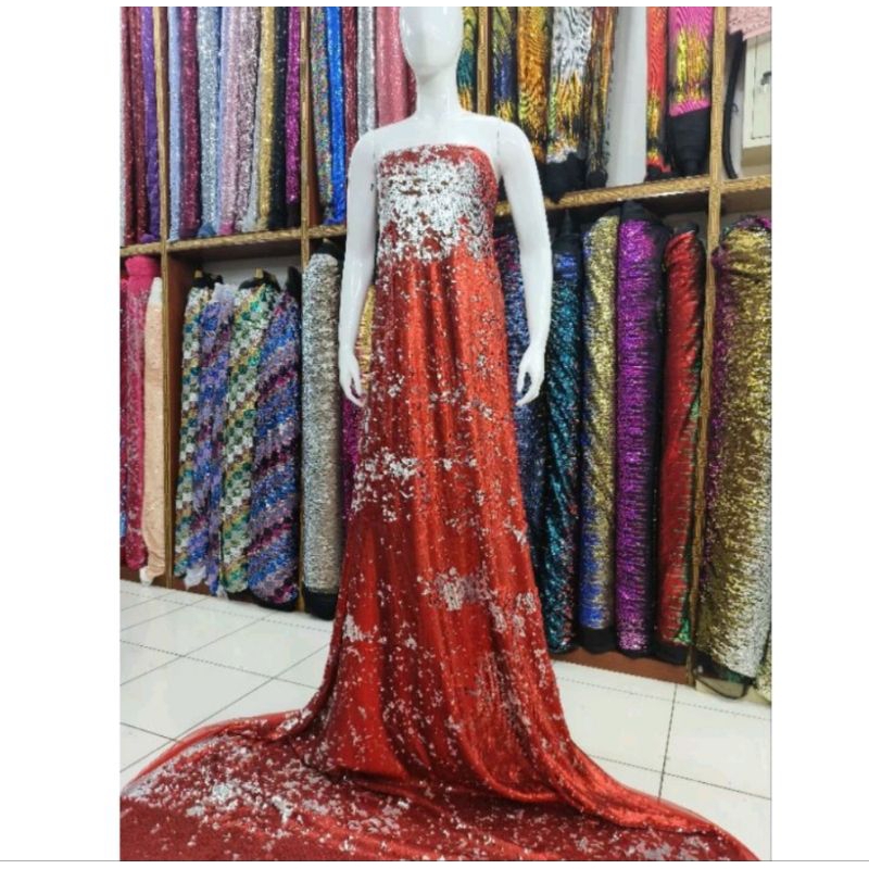 Bahan/kain Tille SEQUIN bolak balik/Sequin premium doff