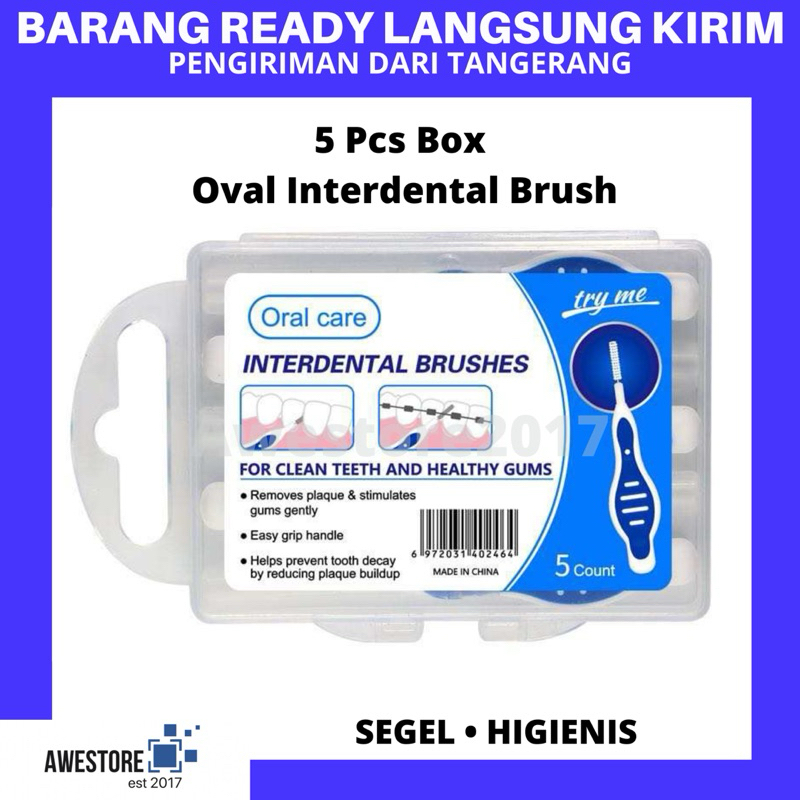 OVAL Shape Sikat Gigi Ortho Behel Kawat Gigi Mini Interdental Brush Kecil Tusuk Gigi Floss Box