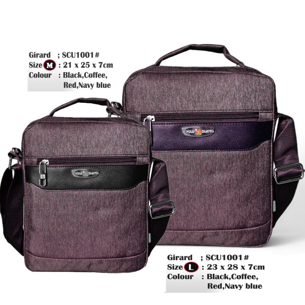 Tas Selempang POLO CAMPRO Tebal Import  Slingbag Pria Ukuran L Dan M Dengan Port USB #1005