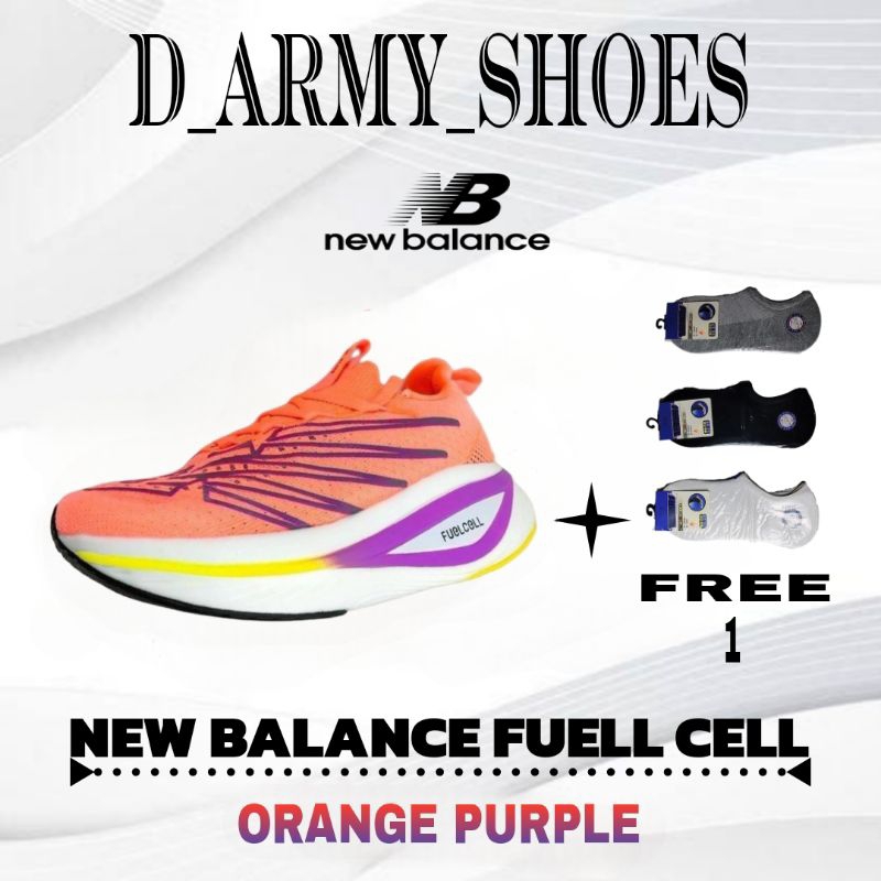 Sepatu Olahraga Running New Balance FuelCell (NB) Orange Cewek Cowok Free Kaos Kaki