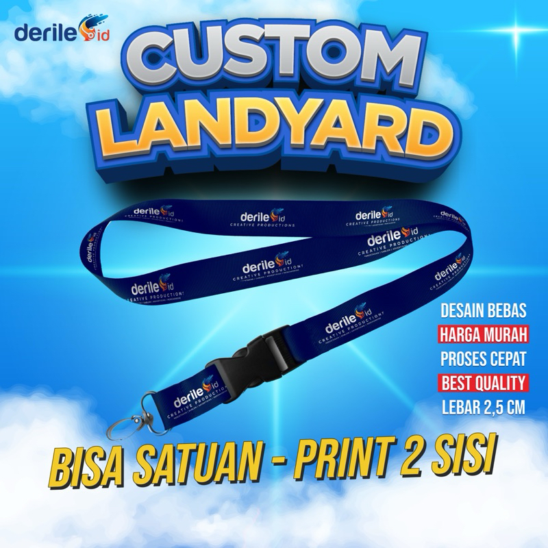 

CETAK TALI LANDYARD FREE DESIGN BAHAN TISSUE 2 SISI TERMURAH BISA SATUAN lebar 2 cm