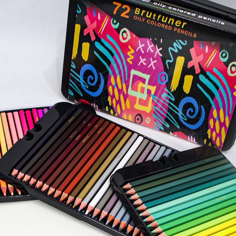 

TERBUKTI Brutfuner 72 colors Professional Oil Color Square Pencils Set Tin Box