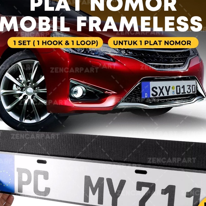HJ6 Holder Plat Nomor Mobil Frameless Framless License Plate Clean Look Half Set 1 Hook 1 Loop 1 Set