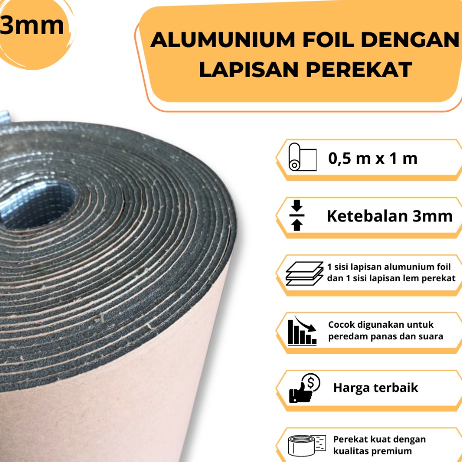 Price 3mm ALUMUNIUM FOIL U PEREDAM PANAS PABRIK MOBIL THERMAL ALUMUNIUM  PER 5CM