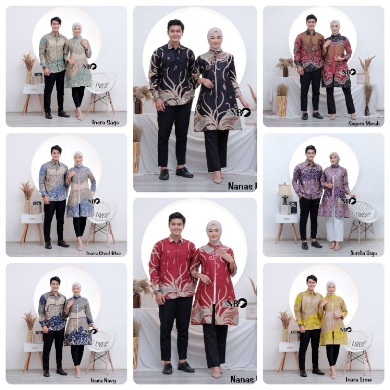 Batik Tunik Couple Modern Set Pakaian Couple Kemeja Batik Pria Premium Baju Batik Couple