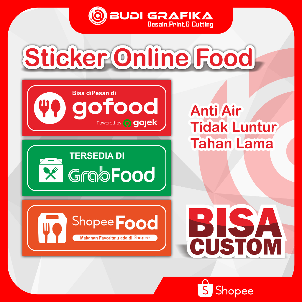 Sticker Online Food, Sticker Kaca,Sticker Etalase, Sticker Go Food, Sticker, Shoppe Food, Sticker Gr