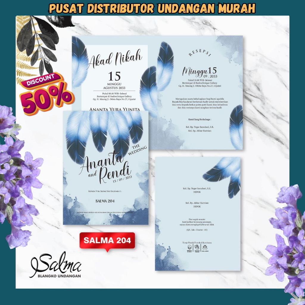 Blangko Undangan Salma 204 | Blangko Undangan Murah  Blangko Undangan|Blangko Kosong  Harga Pabrik