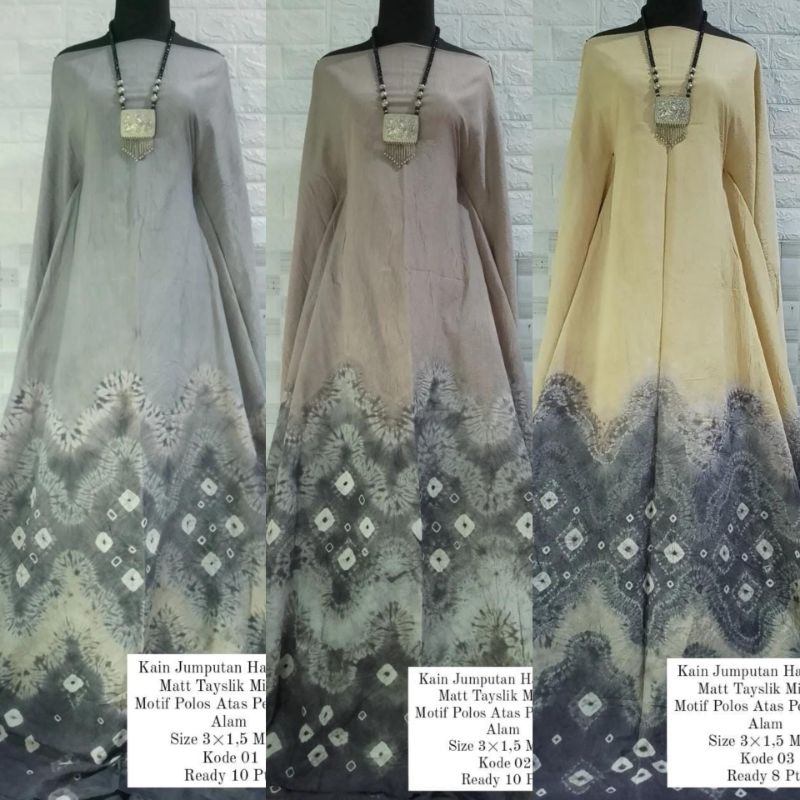 Warlami Kain Jumputan Katun Minyak Polos Atas