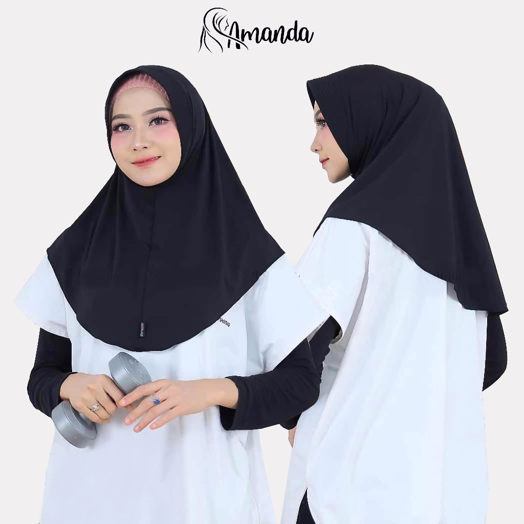 Hijab Bergo Sport Jersey Amanda Size S  / Jilbab Sport Jersey / Hijab Instan Polos