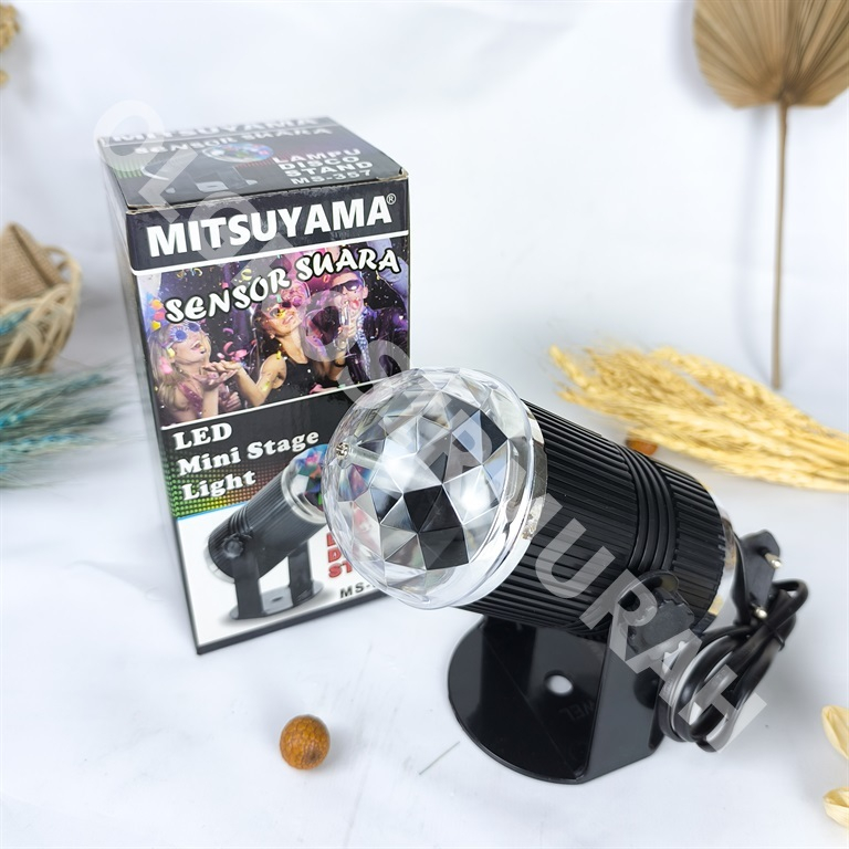Lampu disco sensor suara + stand mitsuyama MS 357 Lampu hias Led pesta MS-357 LED mini Stage Light