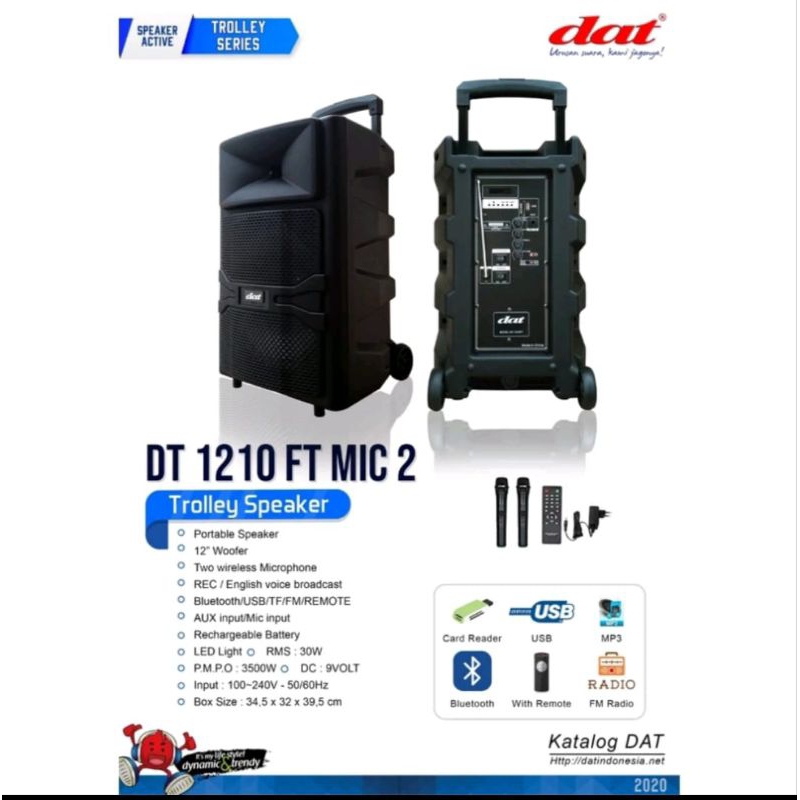 Speaker portabel DAT 12 inch DT-1210 FT free mic wireless