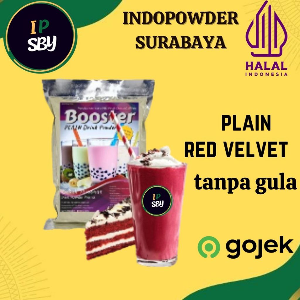 

IDPSBY | PLAIN Bubuk Minuman RED VELVET 1KG | Powder RED VELVET 1KG | Indopowder Booster TANPA GULA