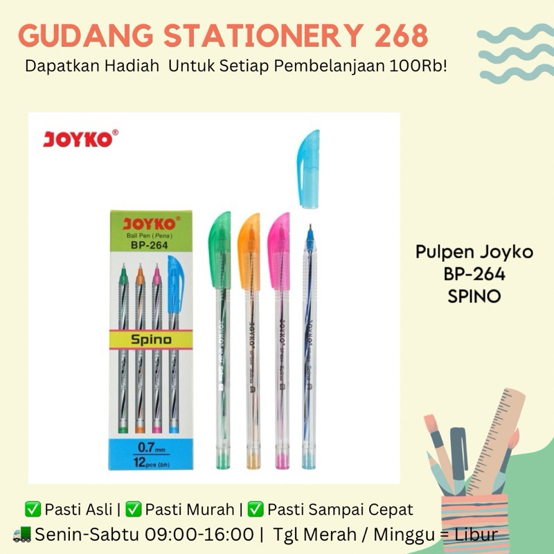 

Pulpen Joyko BP-264 / Pulpen Pena Joyko BP-264 Spino 0.7 mm ( Pcs)