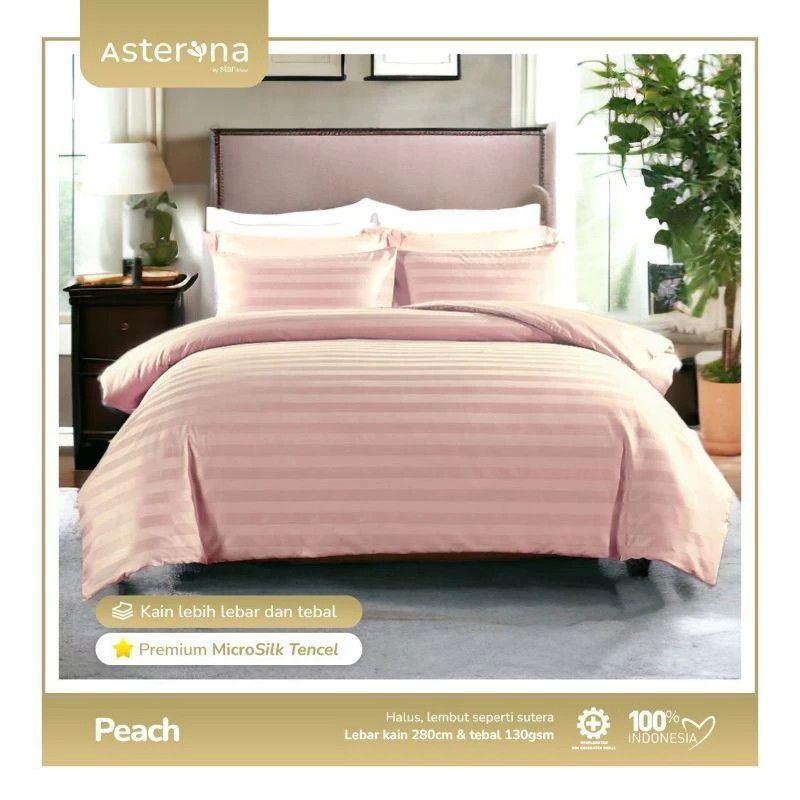 Sprei tinggi 20 25 30 35 40 sprei salur peach sprei set double karet anti geser seprai sprei hotel s