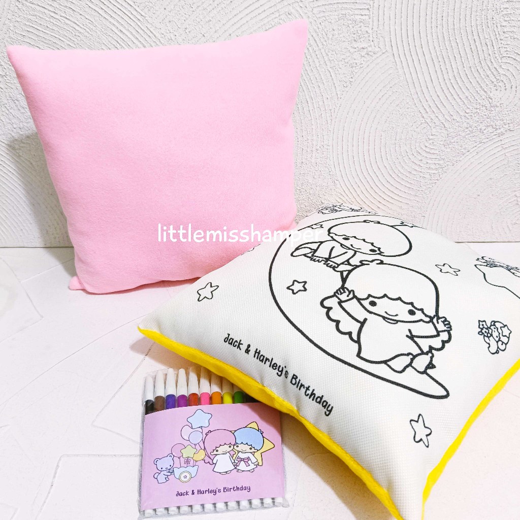 

Bantal art pillow + spidol dan kemasan souvenir ulang tahun anak bantal canvas mewarnai