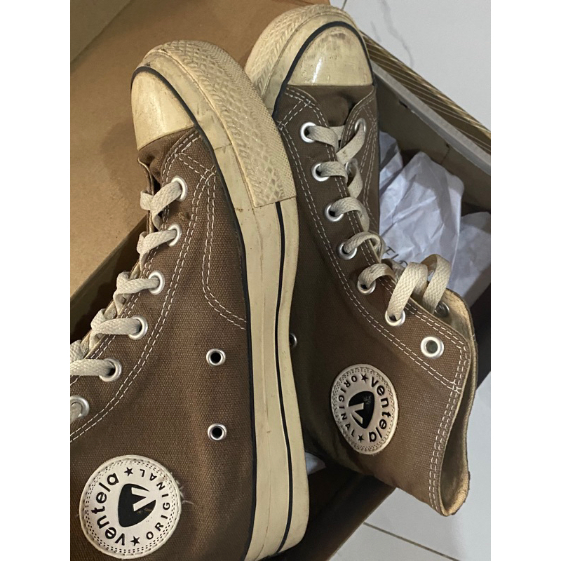 (PRELOVED) VENTELA 70S CHARCOAL/BROWN HIGH SHOES SIZE 38