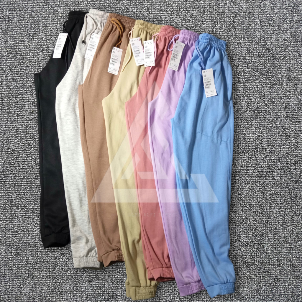 Celana Jogger Sweatpants Saku Sleting Resleting Joger Pants Bahan Tebal Lembut Adem Kain Cotton Katu