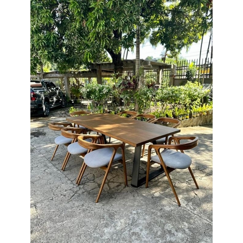 Meja Makan industrial kursi 8 Kayu jati