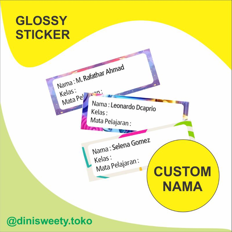 

STIKER NAMA CUSTOM GLOSSY STIKER ISI 23PCS