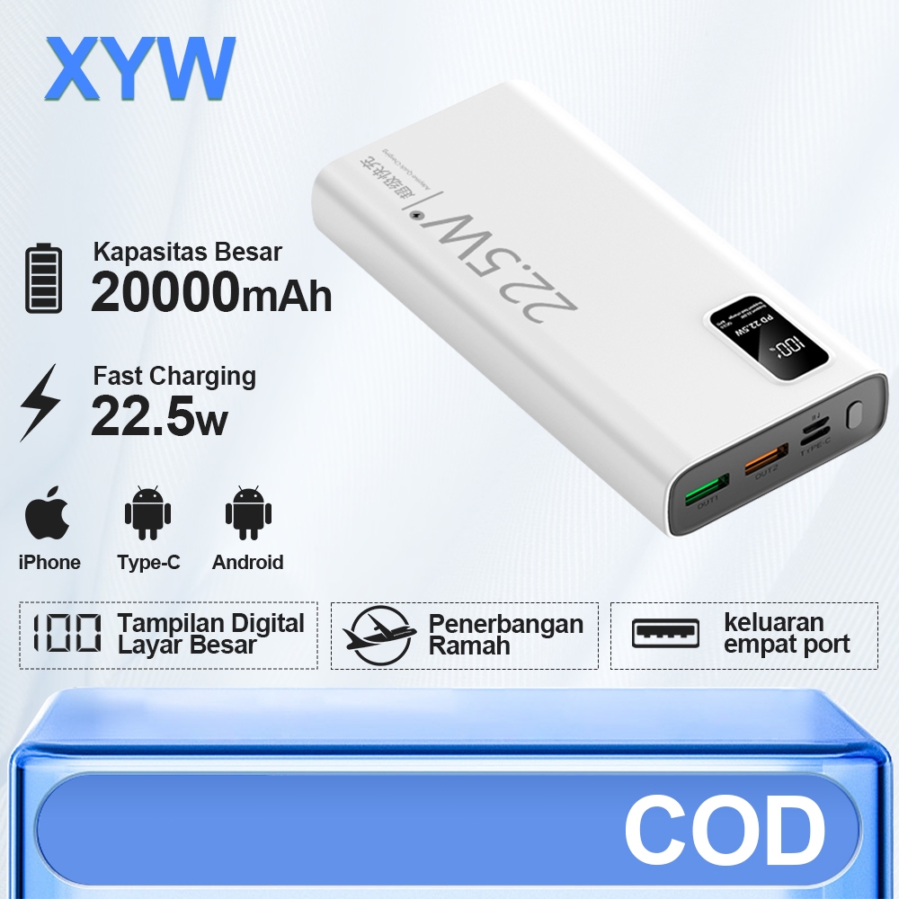 Powerbank Asli Kapasitas 20000+mAh With LED Display
