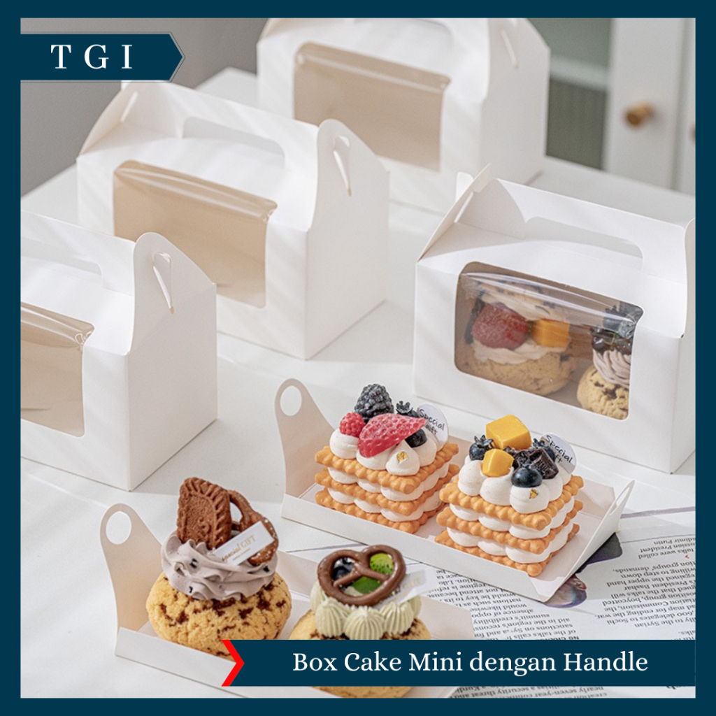 

TGI - ROLL CAKE PAPER BOX DUS KOTAK KUE ULANG TAHUN MIKA PUTIH BOX PACKAGING CAKE MINI HANDLE
