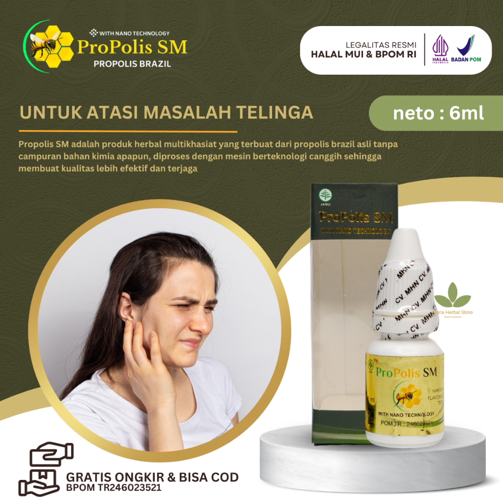 Propolis SM Brazil Obat Congek Bernanah, Obat Tetes Telinga Untuk Anak Dan Dewasa