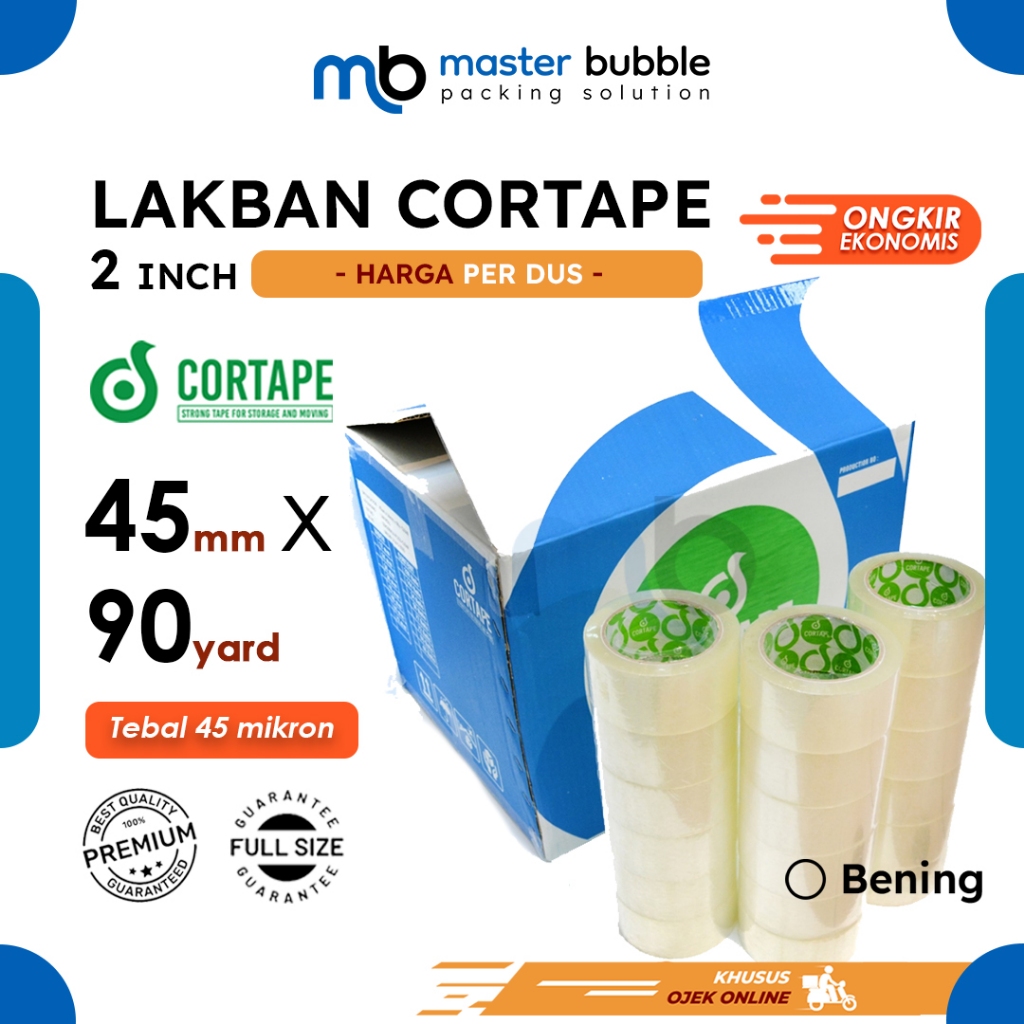 

Lakban Selotip Bening 2inch / 45mm x 90yard Cortape Harga Perdus 72 Roll (Khusus Ojek Online)