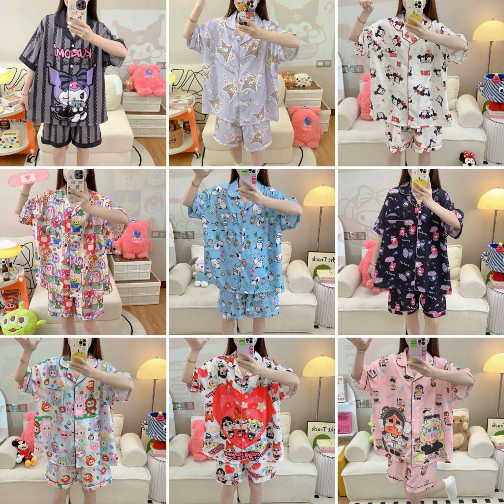 [ READY ] Big Size Piyama Bangkok Bahan Korean Silk Import Thailand ( Baju Tidur Jumbo Happynune ) -