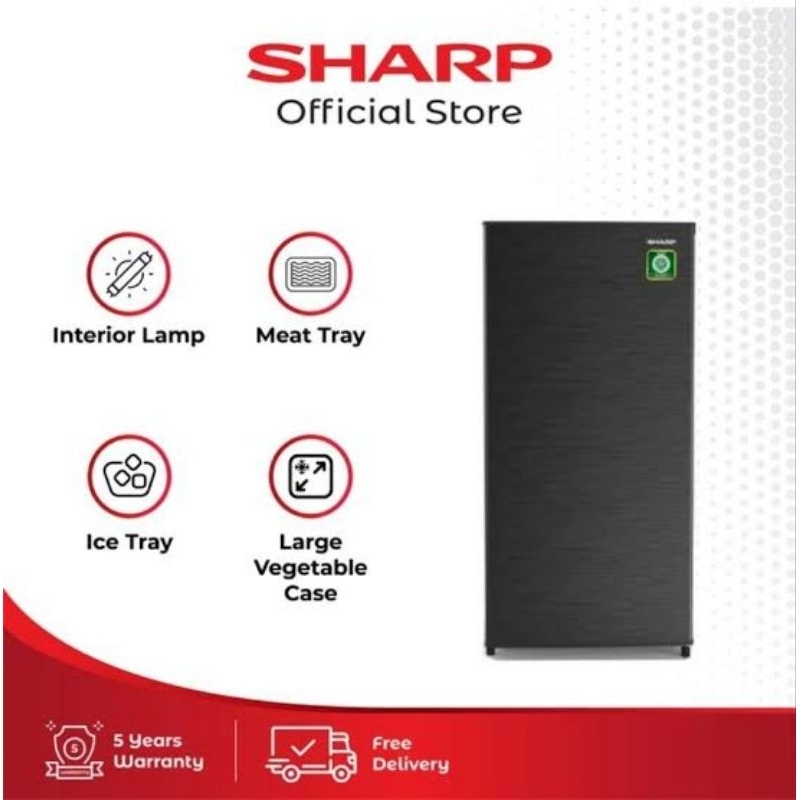 Kulkas SHARP SJ-N182N-HS/ Kulkas 1 pintu SHARP Type Kirei/ Garansi resmi SHARP Kompresor 5 Tahun